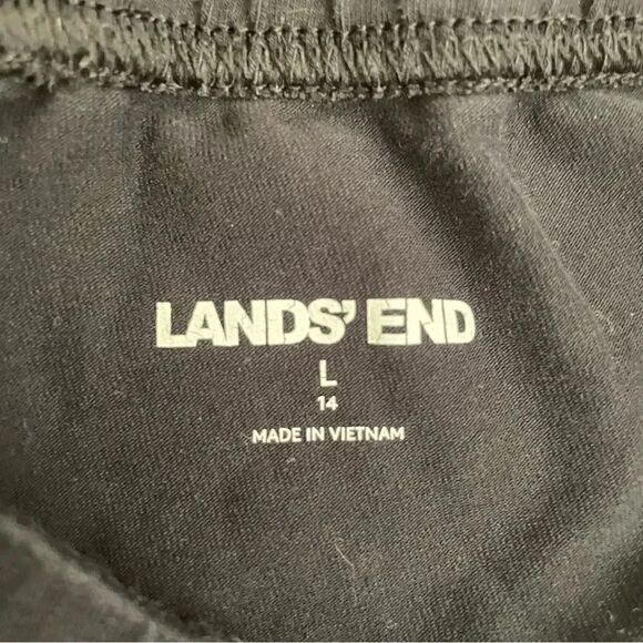 Lands’ End Black Mid-Rise Cotton Blend Soft Running Yoga Sporty Leggings SZ L - Picture 6 of 12